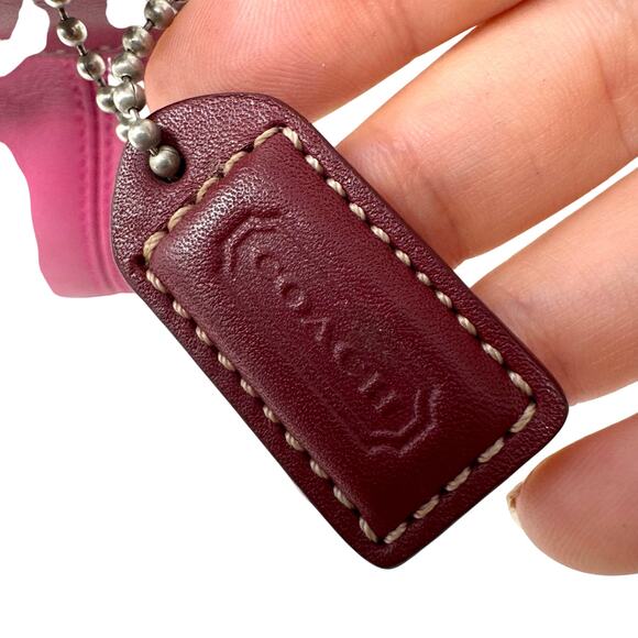 Coach Rare Leatherware Embossed Logo Shoulder Bag Pink Fuchsia Leather Vintage - Picture 5 of 11